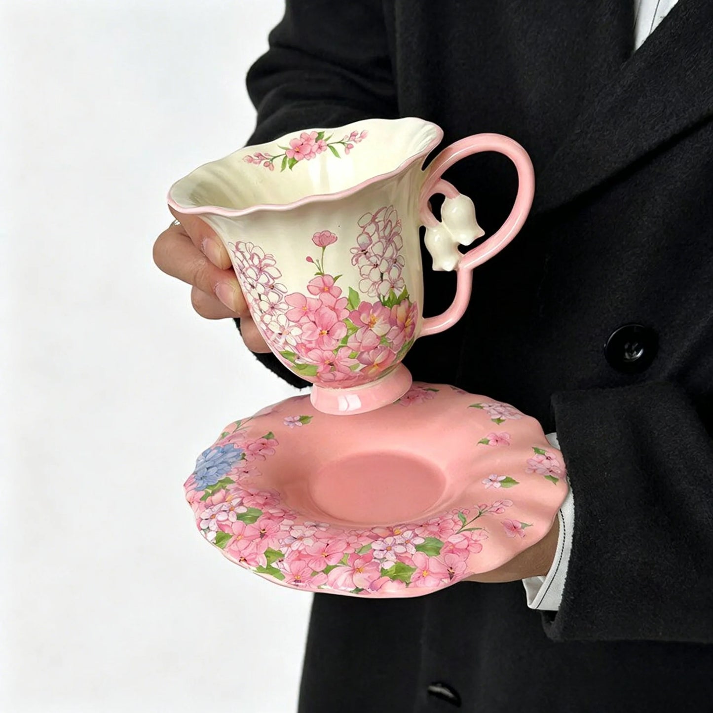 BELLFLOWER HANDLE TEA CUP SET - VELART HOME