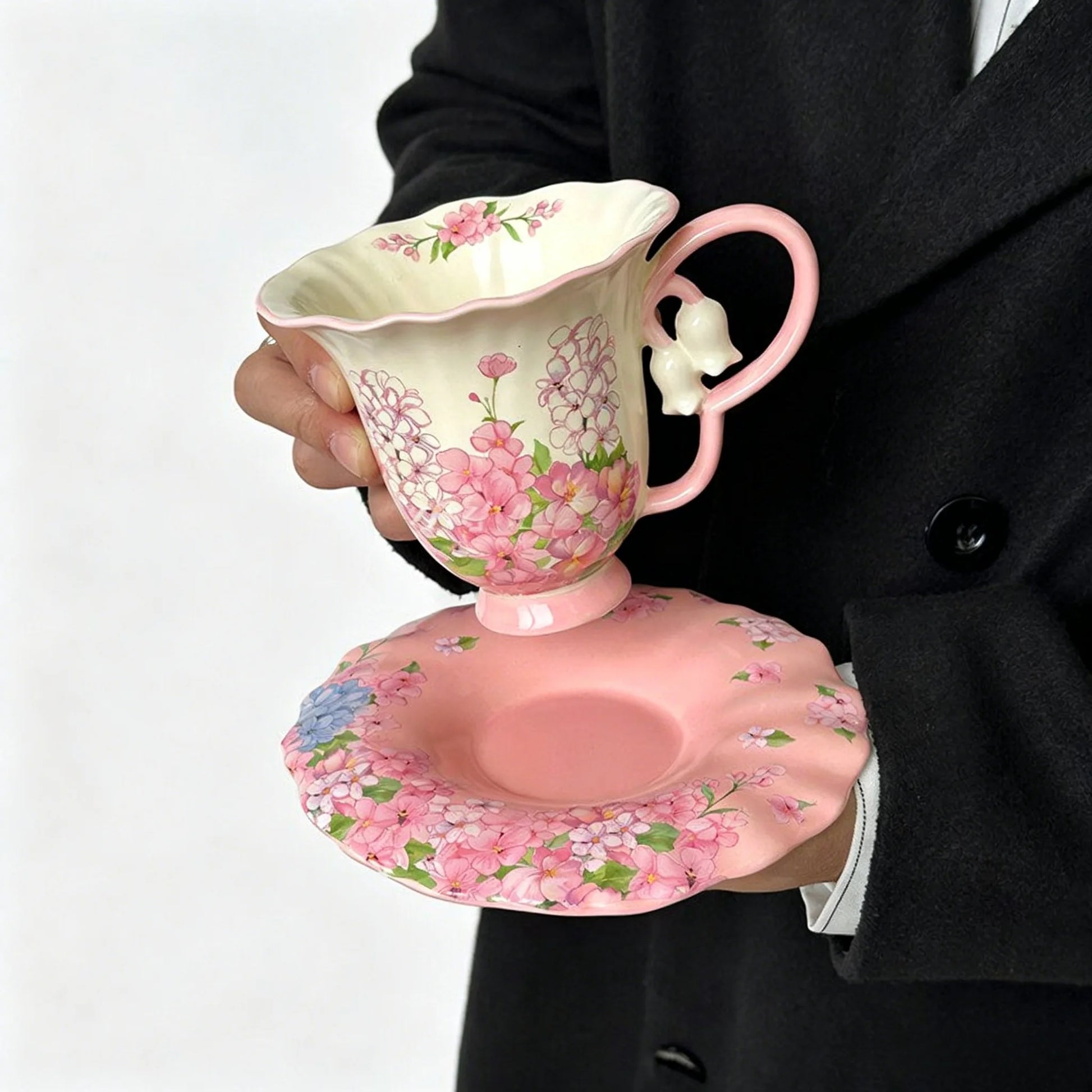 BELLFLOWER HANDLE TEA CUP SET - VELART HOME