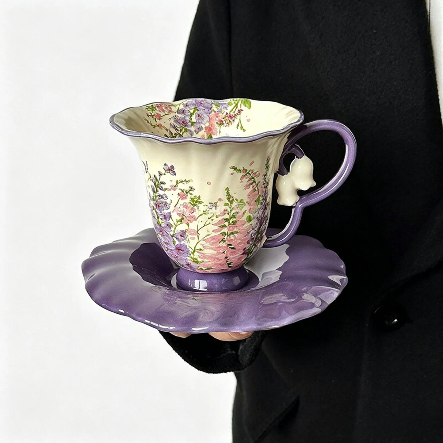 BELLFLOWER HANDLE TEA CUP SET - VELART HOME