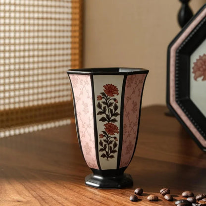Octagonal Floral Ceramic Coffee Cup - VELART HOME