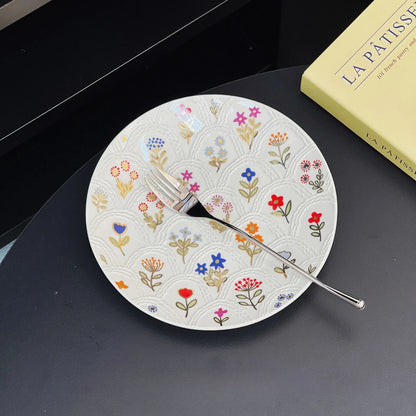 Floral Embossed Ceramic Dinnerware Set - VELART HOME