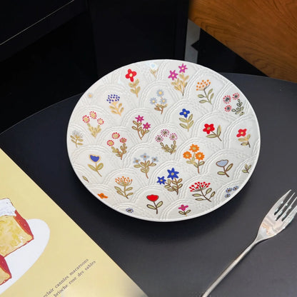 Floral Embossed Ceramic Dinnerware Set - VELART HOME