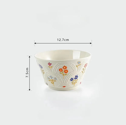 Floral Embossed Ceramic Dinnerware Set - VELART HOME