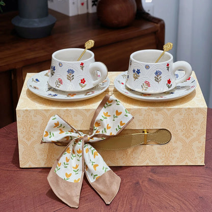 Floral Embossed Ceramic Dinnerware Set - VELART HOME
