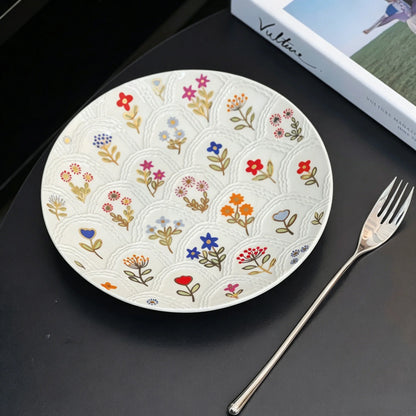 Floral Embossed Ceramic Dinnerware Set - VELART HOME