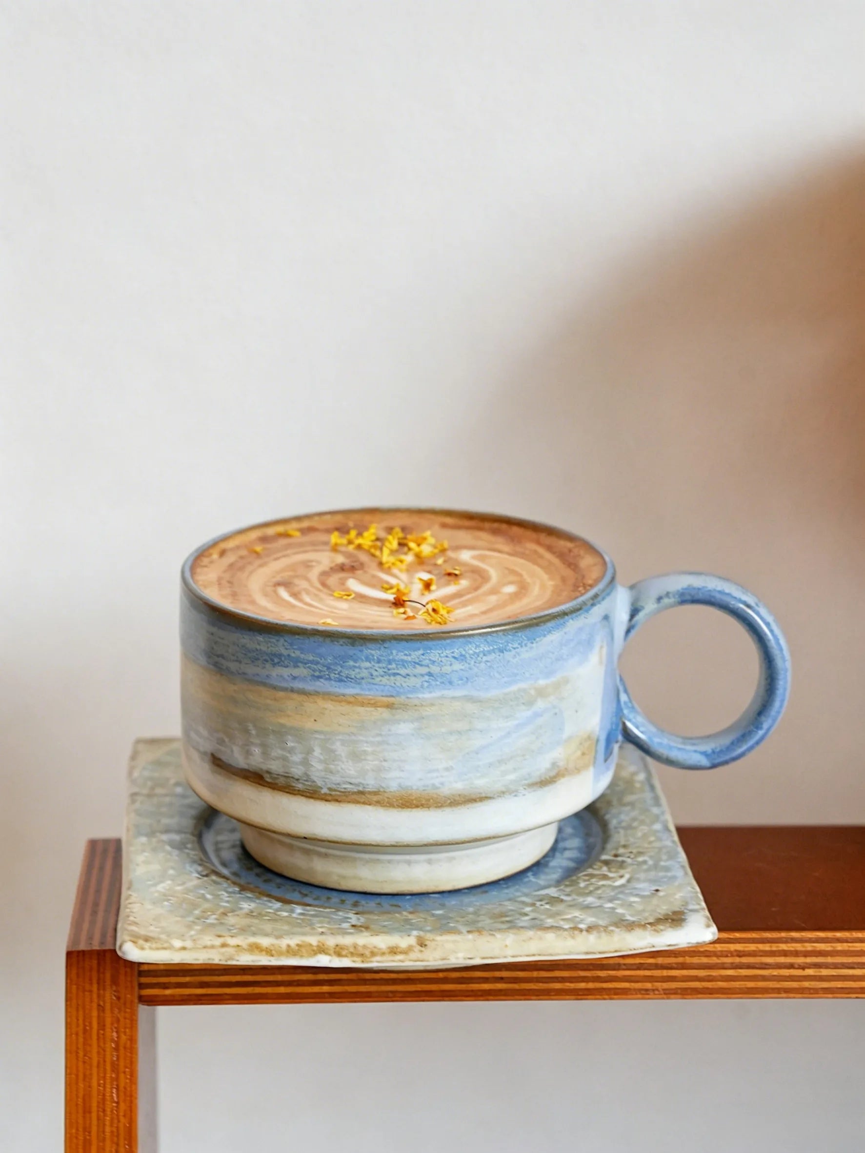 Blue White Latte Cup And Saucer - VELART HOME