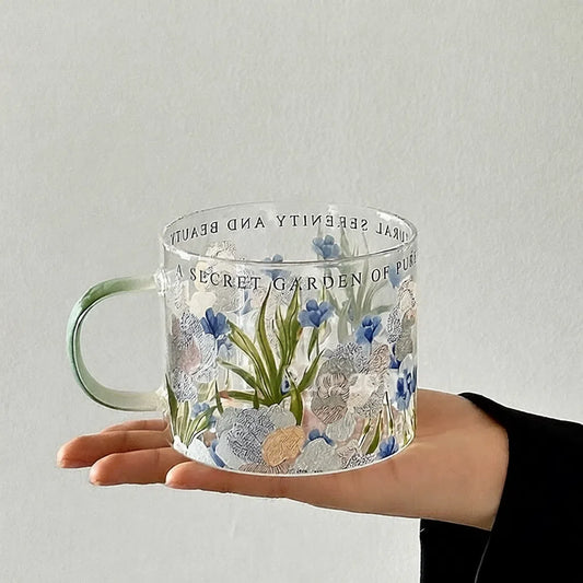 Vintage Blue Iris Glass Mug - Velart Home