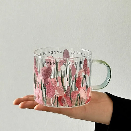 Red Iris Garden Glass Mug - Velart Home