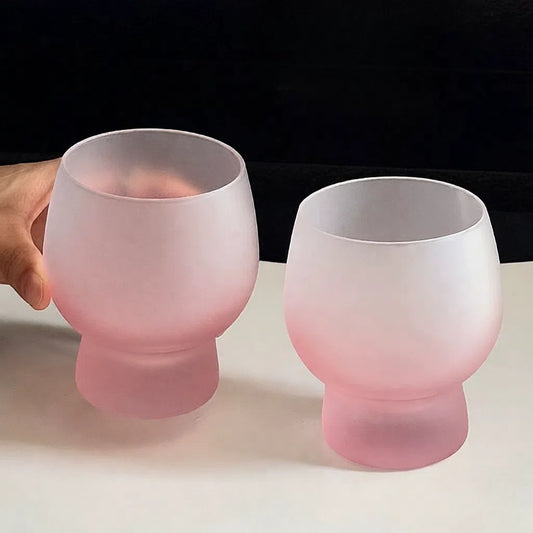Frosted Pink Big Belly Glass - Velart Home