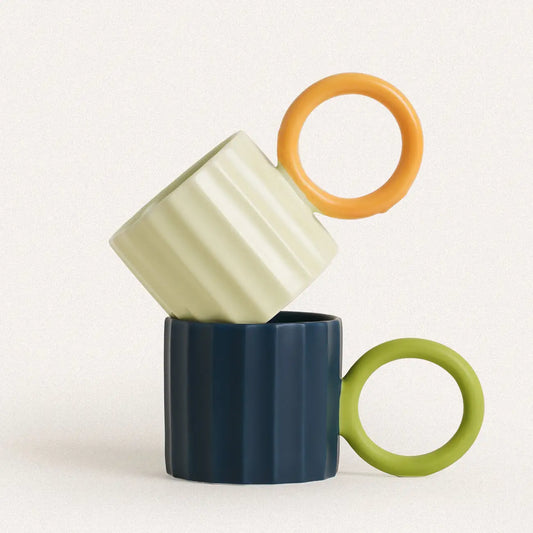 Vertical Stripe Solid Color Big Ear Mug - Velart Home