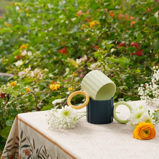 Vertical Stripe Solid Color Big Ear Mug - Velart Home