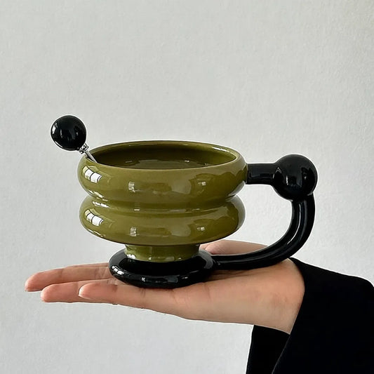 Star Track Ball Black Dark Green Mug - Velart Home
