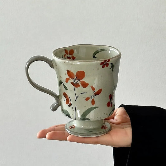 Vintage Hand-Painted Flowers Lace Mug - Velart Home