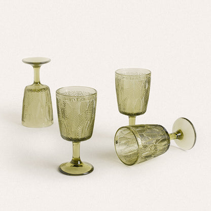 Leaf Embossed Stemware - Velart Home