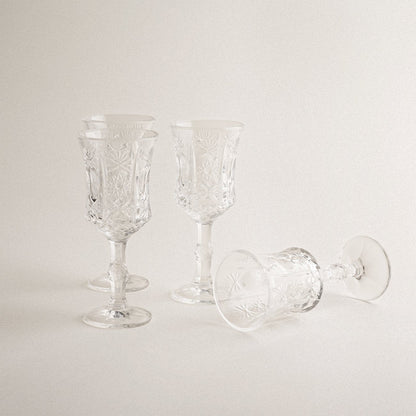Embossed Design Glass Stemware 4 Pcs Set - Velart Home