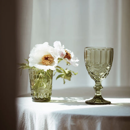 Vintage Embossed Green Glass - Velart Home