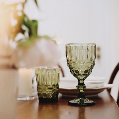 Vintage Embossed Green Glass - Velart Home