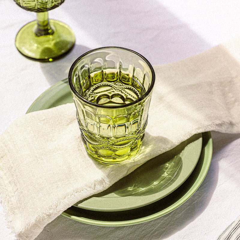 Vintage Embossed Green Glass - Velart Home