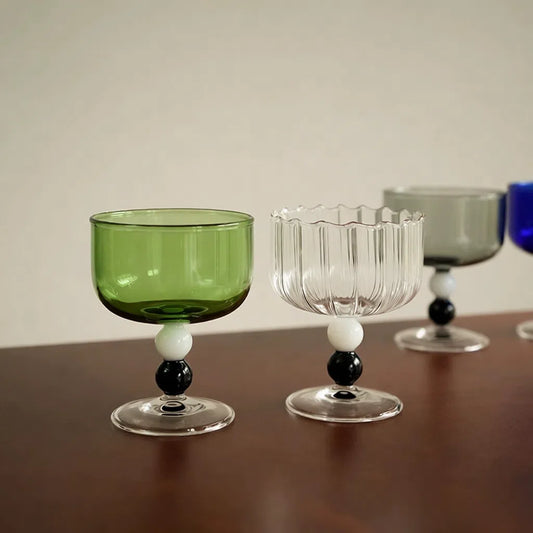 Black White and Yellow Colorblocked Tall Glass - Velart Home