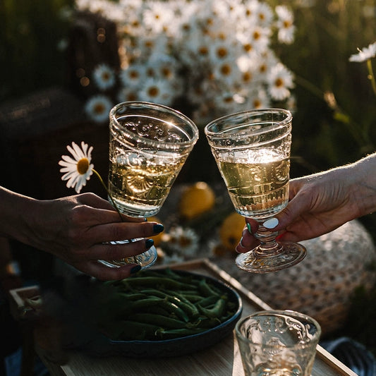 French Court Vintage Embossed Stemware - Velart Home