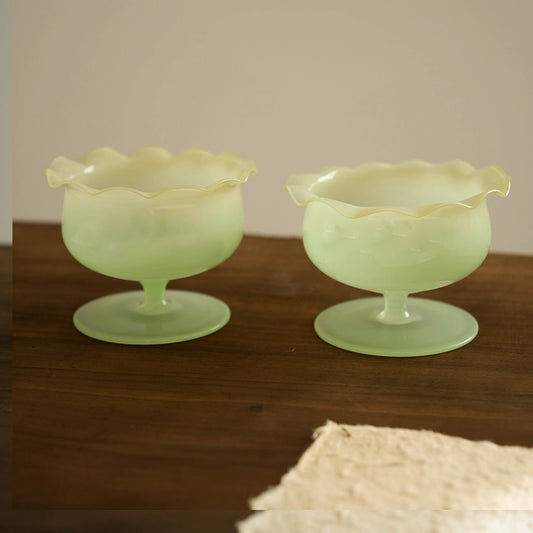 Lace Milk Green Mint Glass Bowl - Velart Home