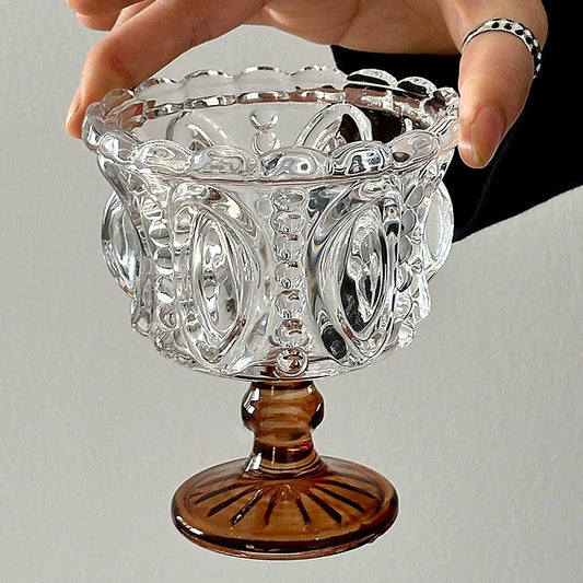 Vintage Embossed Brown Stemware - Velart Home