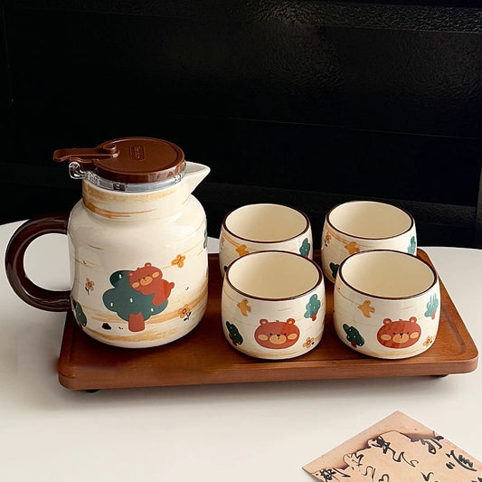 Cute Wooden Horse Girl Teaport Set - Velart Home