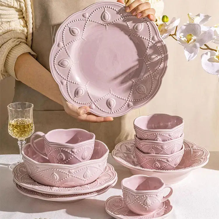 BEJEWELED EMBOSSED DINNERWARE SET - Velart Home
