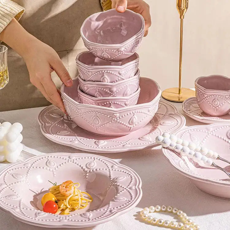 BEJEWELED EMBOSSED DINNERWARE SET - Velart Home