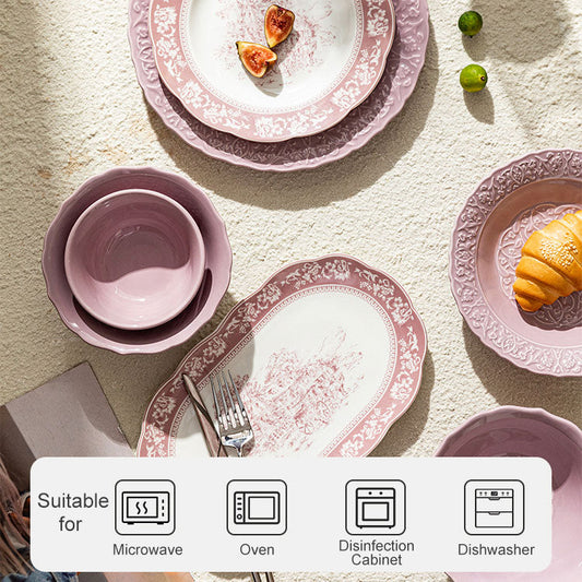 CERAMIC EMBOSSED DINNERWARE SET - Velart Home