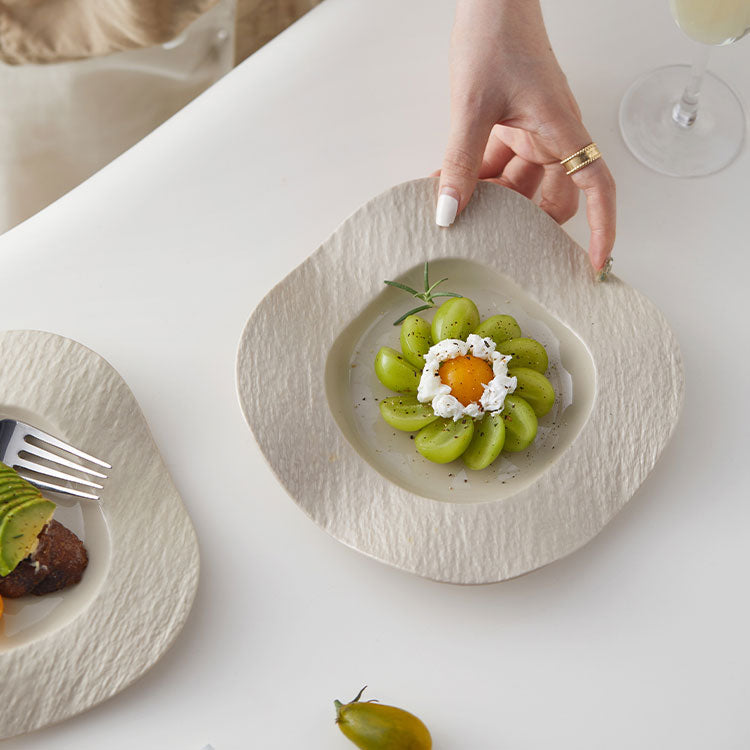 CERAMIC WAVE SQUARE DINNER PLATE - Velart Home