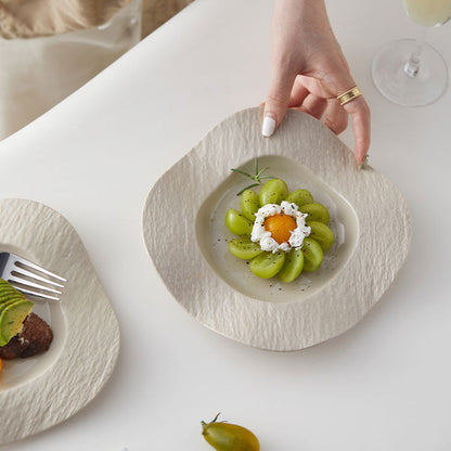 CERAMIC WAVE SQUARE DINNER PLATE - Velart Home