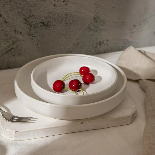 MATTE PURE WHITE CERAMIC SOUP PLATE - Velart Home