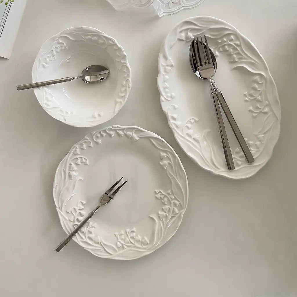 Lily Of The Valley Ceramic Plate - Velart Home