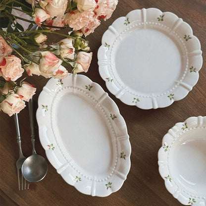 Green Floral Ceramic Bowls And Plates - Velart Home