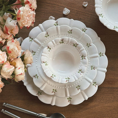 Green Floral Ceramic Bowls And Plates - Velart Home