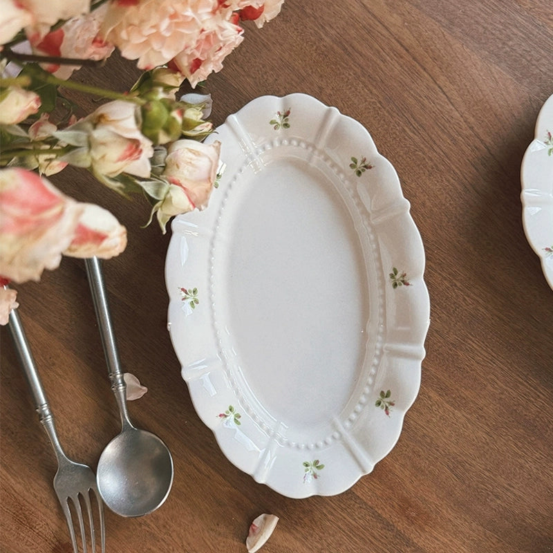 Green Floral Ceramic Bowls And Plates - Velart Home