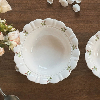 Green Floral Ceramic Bowls And Plates - Velart Home