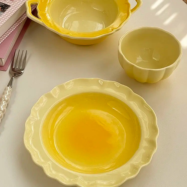 Gradient Color Lace Ceramic Dinnerware - Velart Home
