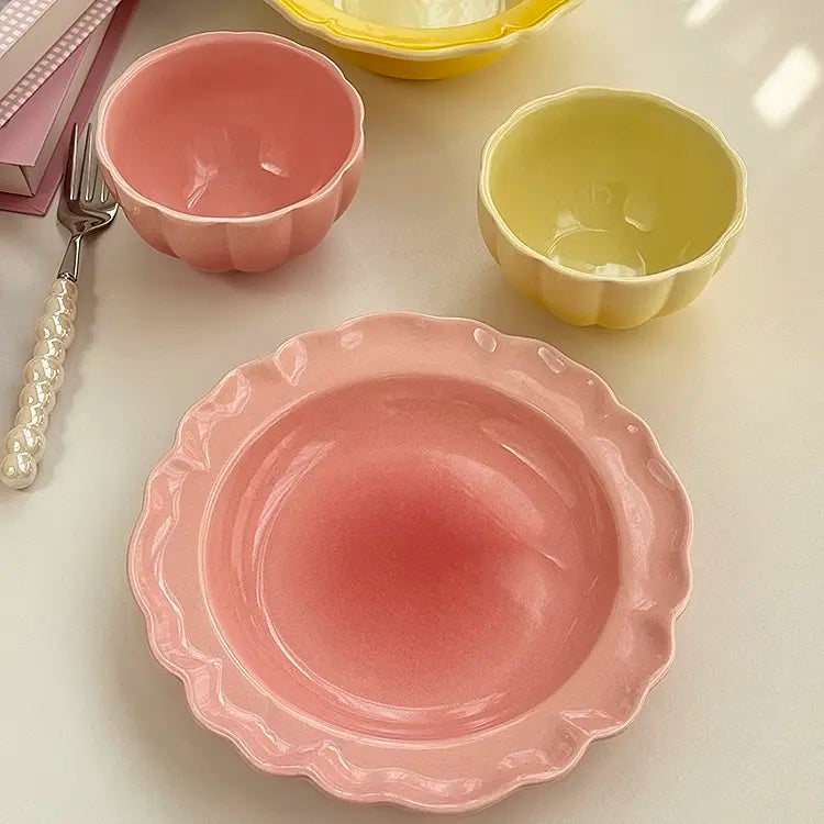 Gradient Color Lace Ceramic Dinnerware - Velart Home