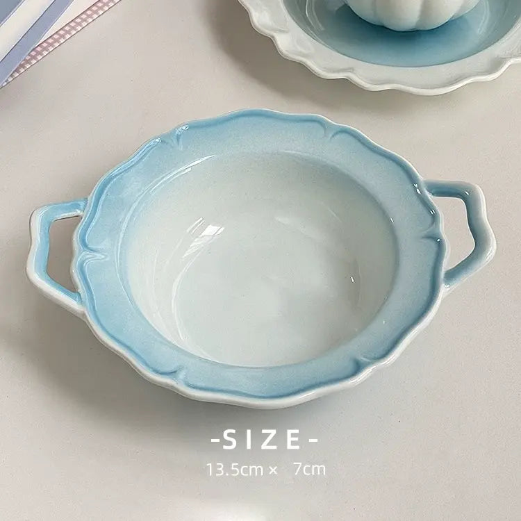 Gradient Color Lace Ceramic Dinnerware - Velart Home