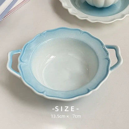 Gradient Color Lace Ceramic Dinnerware - Velart Home