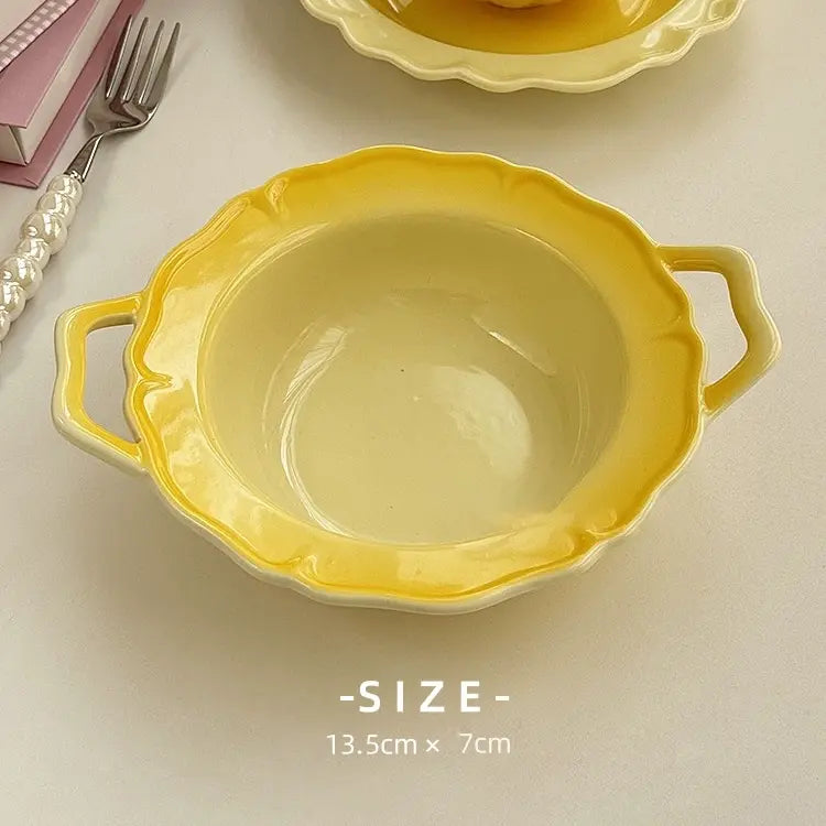 Gradient Color Lace Ceramic Dinnerware - Velart Home