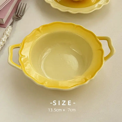 Gradient Color Lace Ceramic Dinnerware - Velart Home