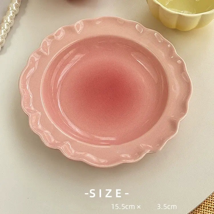 Gradient Color Lace Ceramic Dinnerware - Velart Home