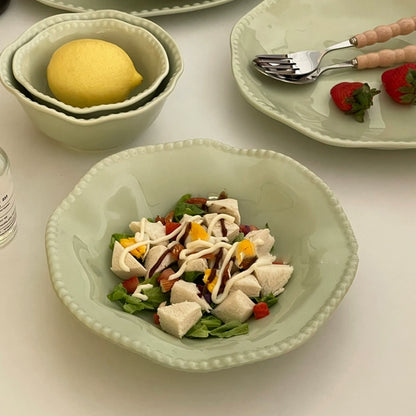 High-Grade Solid Color Beaded Ceramic Plate - Velart Home