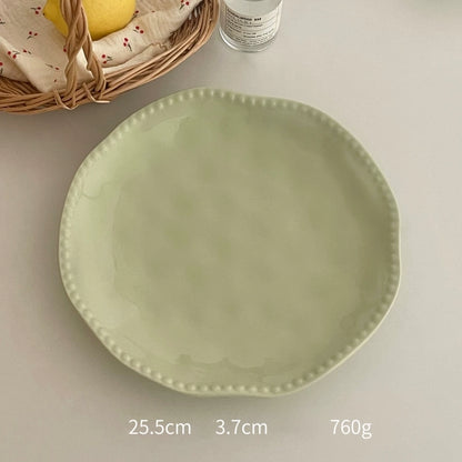 High-Grade Solid Color Beaded Ceramic Plate - Velart Home