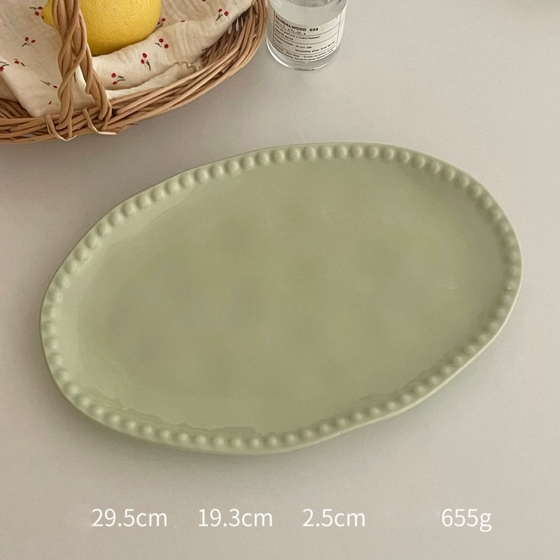 High-Grade Solid Color Beaded Ceramic Plate - Velart Home