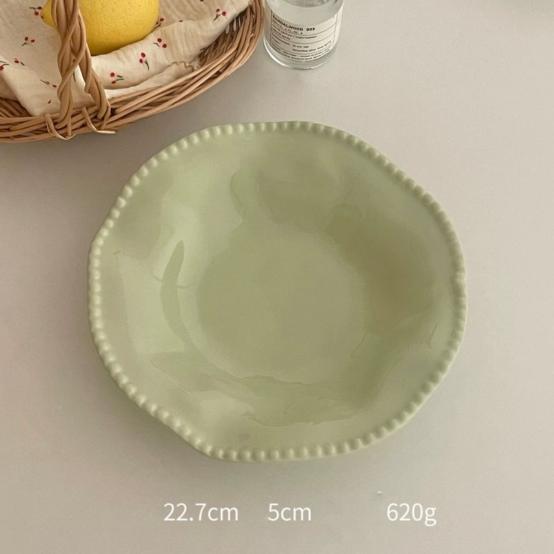 High-Grade Solid Color Beaded Ceramic Plate - Velart Home
