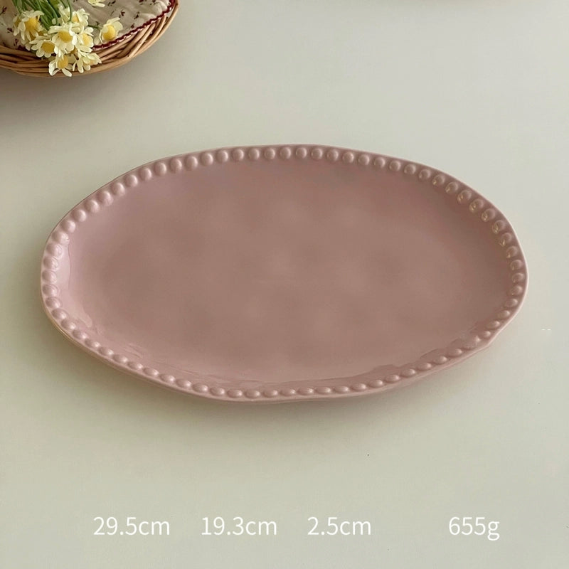 High-Grade Solid Color Beaded Ceramic Plate - Velart Home